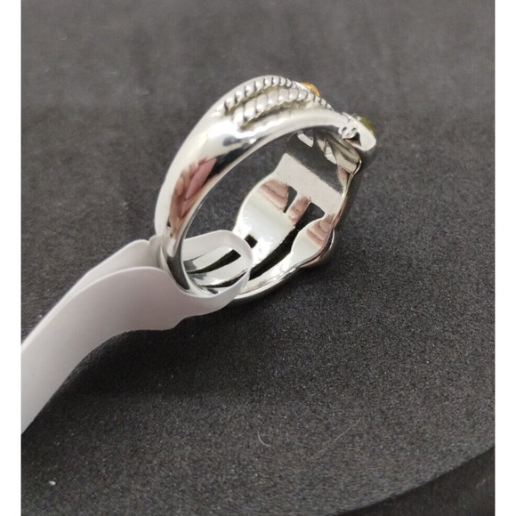 Silver Tone Ring - 8.5 Women's - Multicolor Glass Stones - Picture 4 of 5